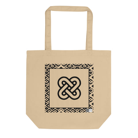 100% cotton Eco Tote Bag, featuring the Adinkra symbol for hypocrisy, NO TEXT