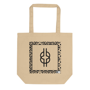 100% cotton Eco Tote Bag, featuring the Adinkra symbol for wisdom and ingenuity, NO TEXT