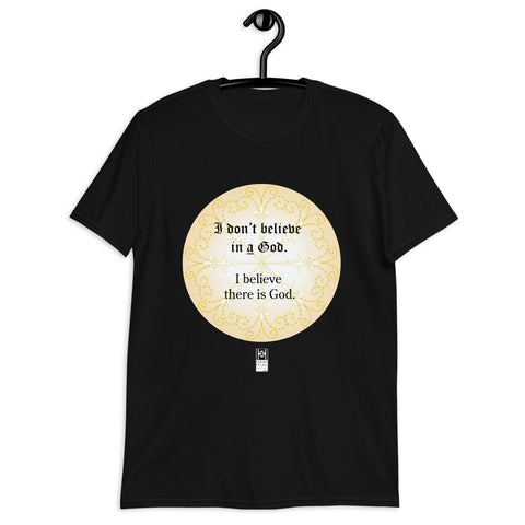Short slevve tee with the message "There is God", black