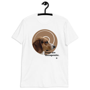 Short sleeve tee featuring the illustration of a Beagle's head, white