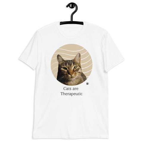 Short sleeve tee featuring the illustration of a Short HairTabby, white