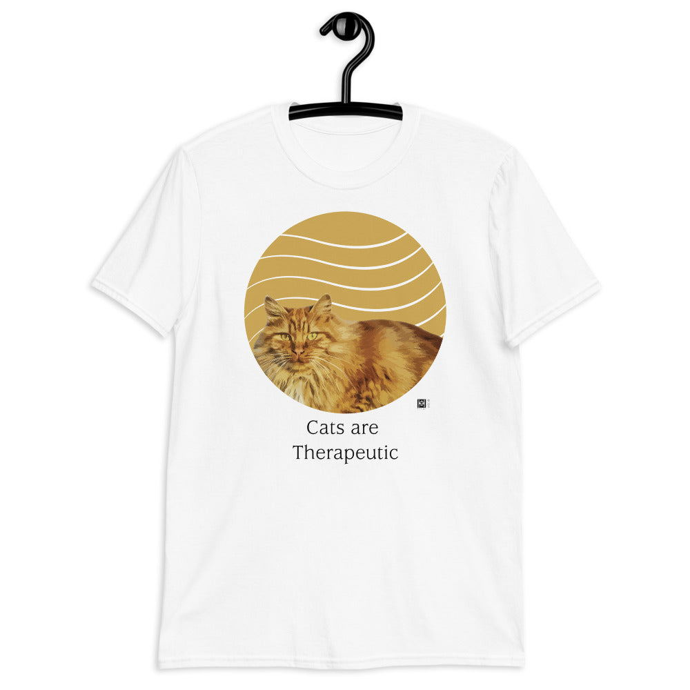 Short sleeve tee featuing an illustration of a Maine Coon Cat, white