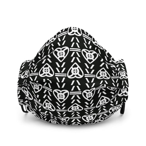 Face mask with West African Adinkra symbol, black/white