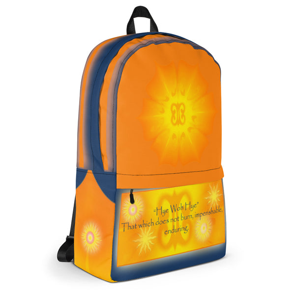 Backpack featuring a West African Akinkra symbol celebrating the Summer Solstice