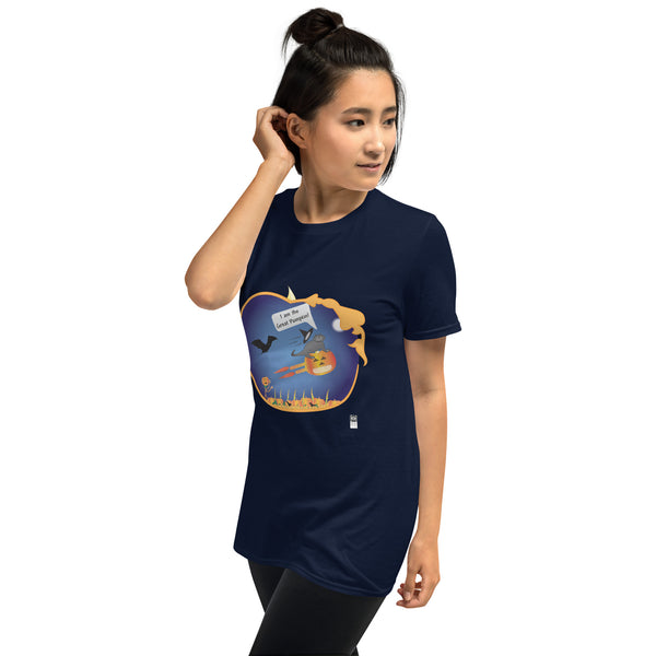 Short-Sleeve Unisex T-Shirt featuring a Halloween theme, color navy