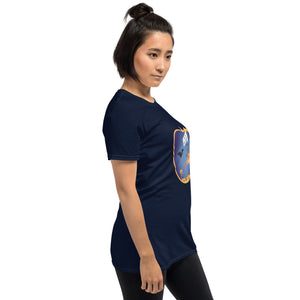 Short-Sleeve Unisex T-Shirt featuring a Halloween theme, color navy
