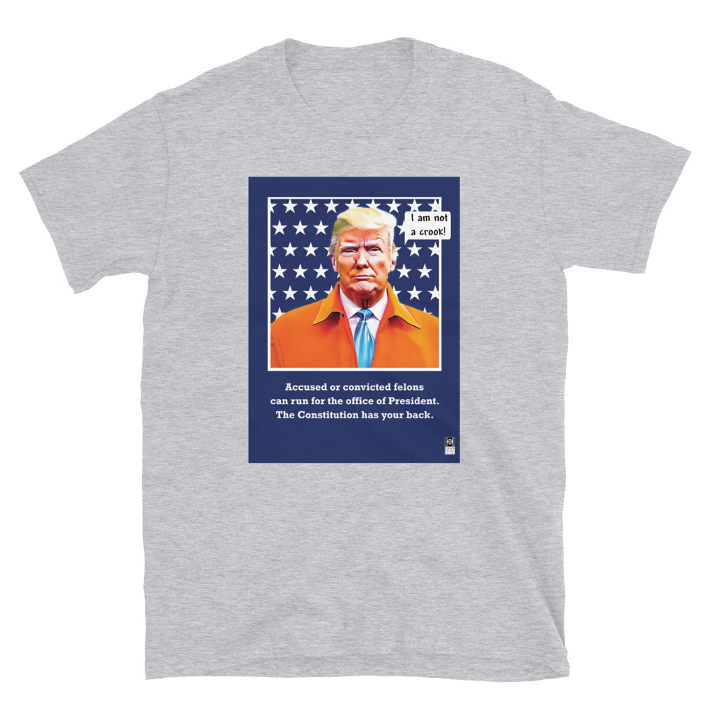 Trump Indictment Short-Sleeve Unisex T-Shirt, colors white and gray