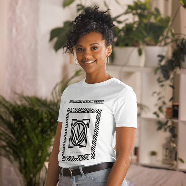 Short-Sleeve Unisex T-Shirt featuring Adinkra symbol for leadership and service, white